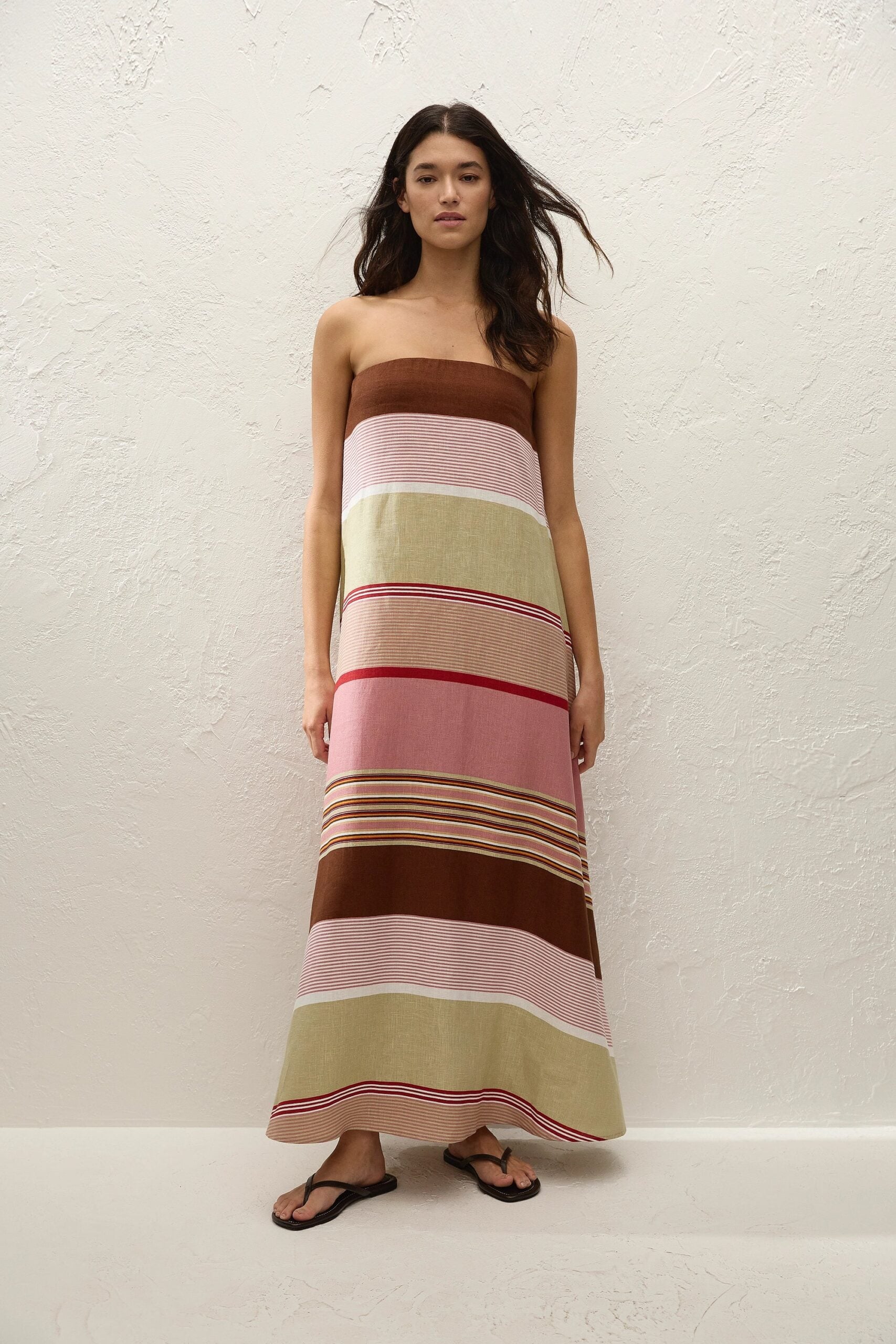 Faithfull The Brand Yolina Maxi Dress Barragan Stripe Dusty Mauve - Image 1