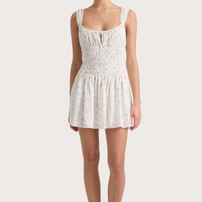 Faithfull The Brand Yerres Mini Dress Blossom Egg Shell Powder Blue - Image 1