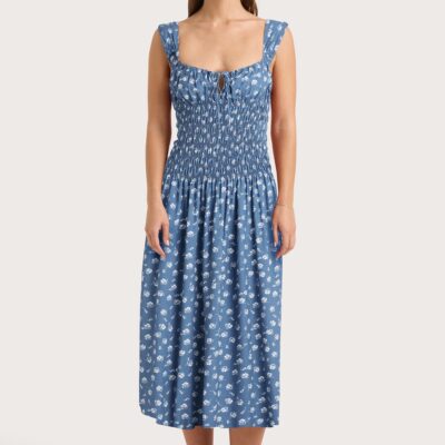 Faithfull The Brand Yerres Midi Dress Floral Blue - Image 1
