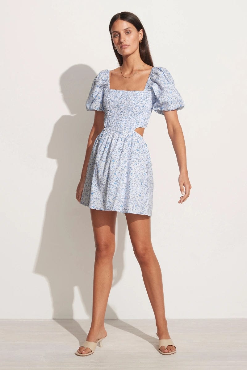Faithfull The Brand Vendita Mini Dress Martine Floral Print Blue - Image 1