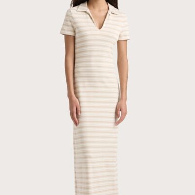 Faithfull The Brand Tiesse Maxi Dress Cream Stripe - Image 1