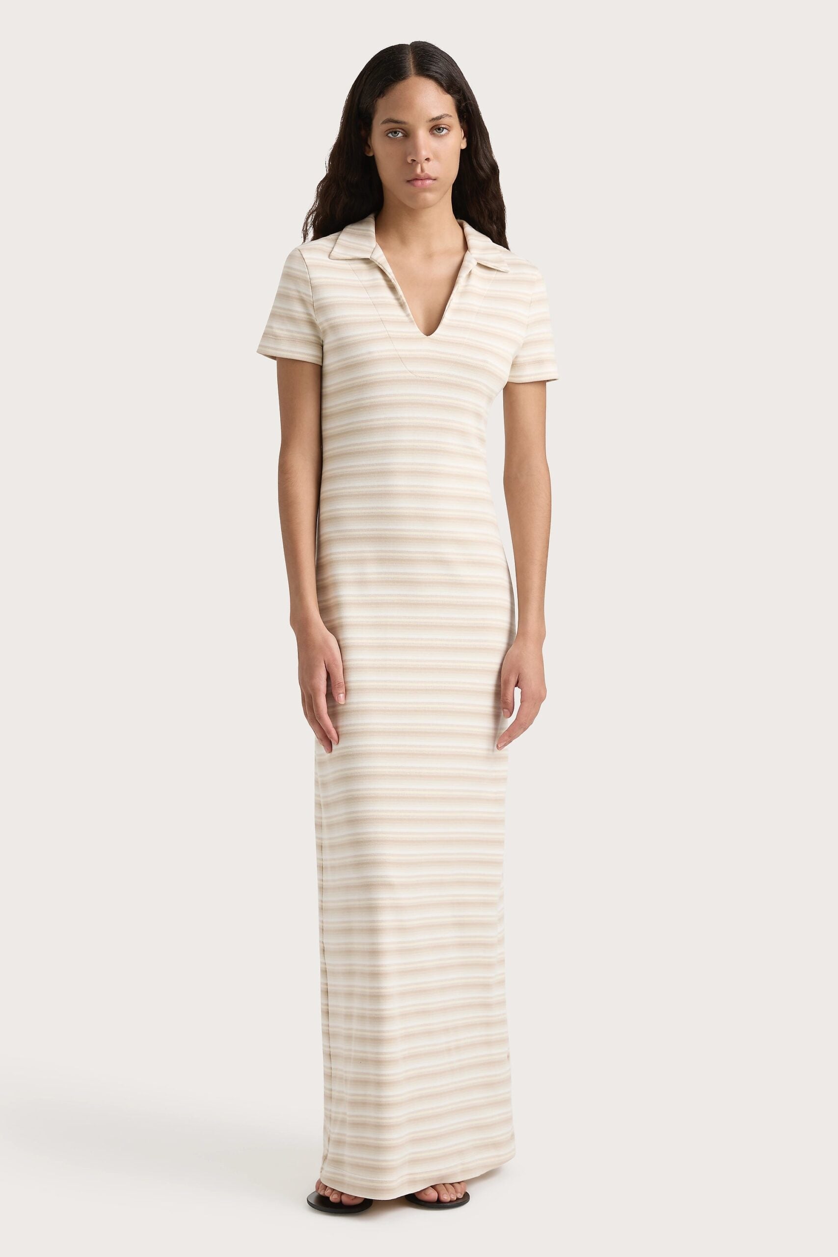 Faithfull The Brand Tiesse Maxi Dress Cream Stripe - Image 1