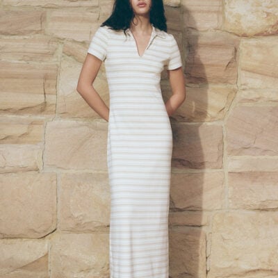 Faithfull The Brand Tiesse Maxi Dress Cream Stripe - Image 2