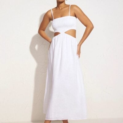 Faithfull The Brand Tayari Midi Dress Plain White - Image 1