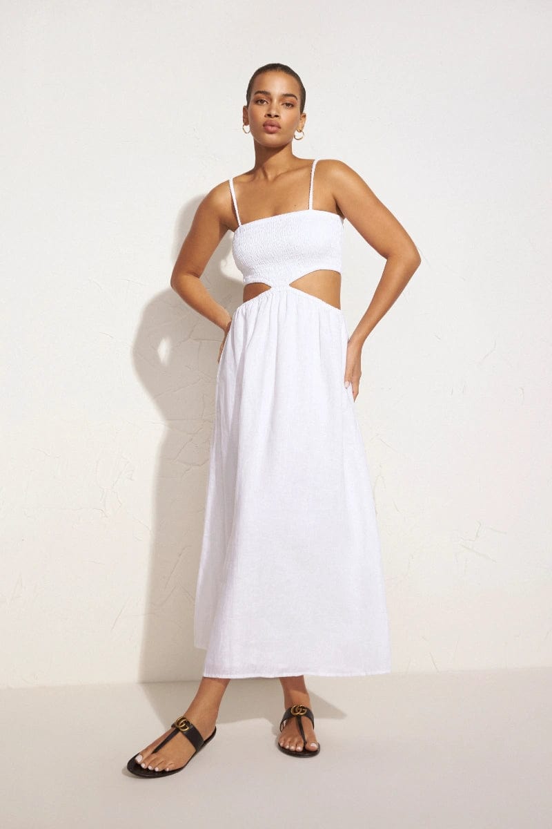 Faithfull The Brand Tayari Midi Dress Plain White - Image 1