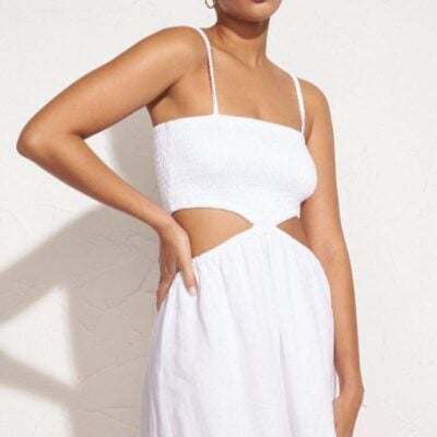 Faithfull The Brand Tayari Midi Dress Plain White - Image 2