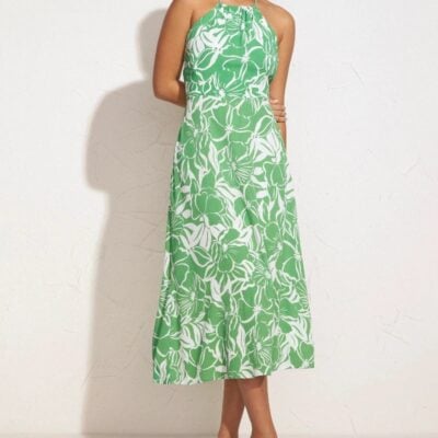 Faithfull The Brand Taormina Midi Dress El Marsa Floral Print Green - Image 1