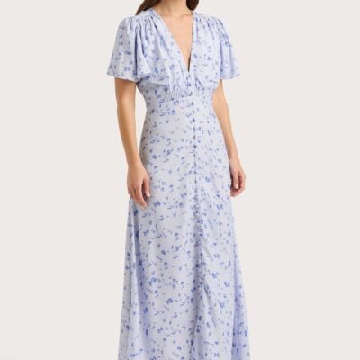 Faithfull The Brand Tae Midi Dress Blossom Blue - Image 1