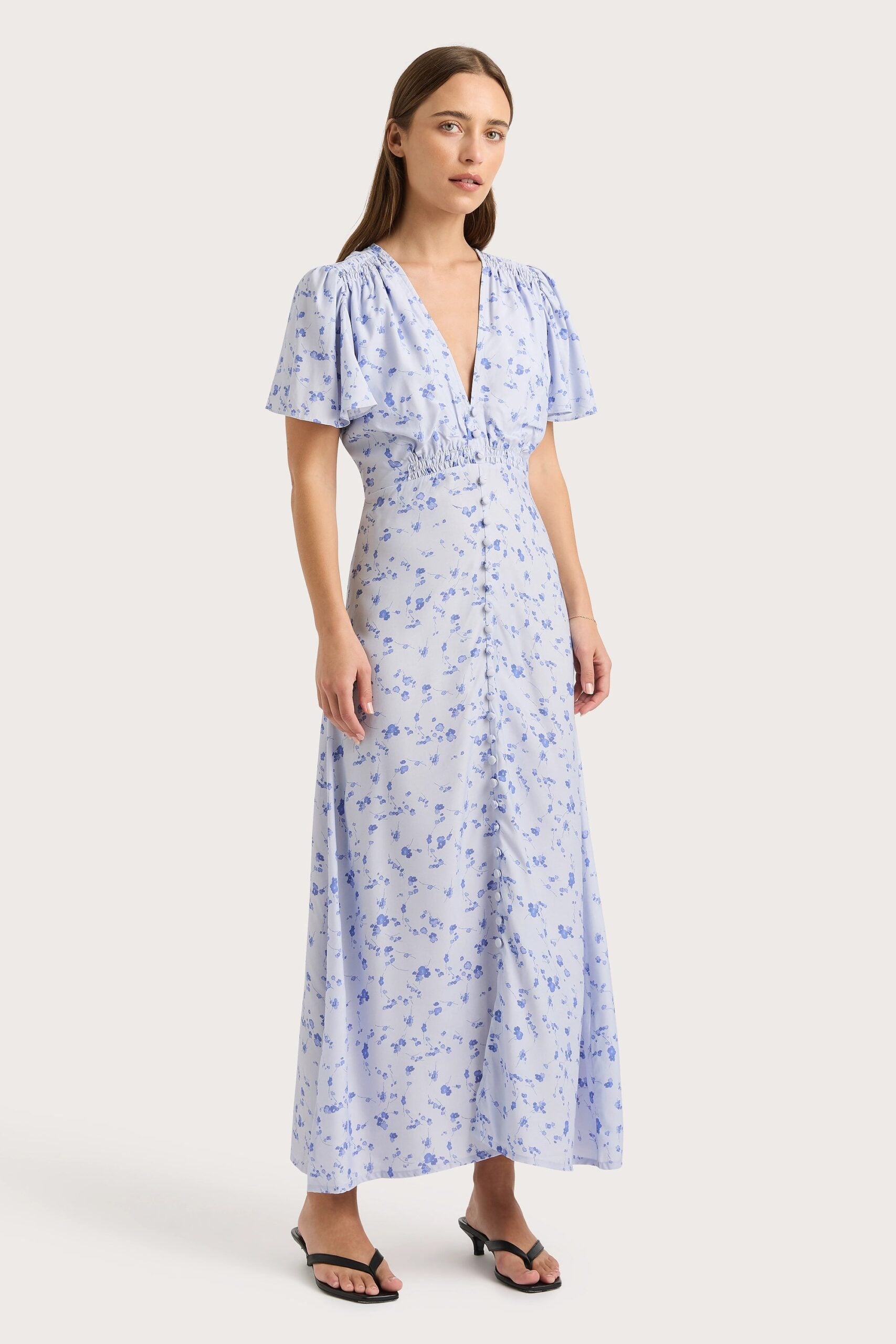 Faithfull The Brand Tae Midi Dress Blossom Blue - Image 1