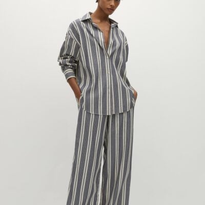 Faithfull The Brand Rena Pant Antique Navy Stripe - Image 1