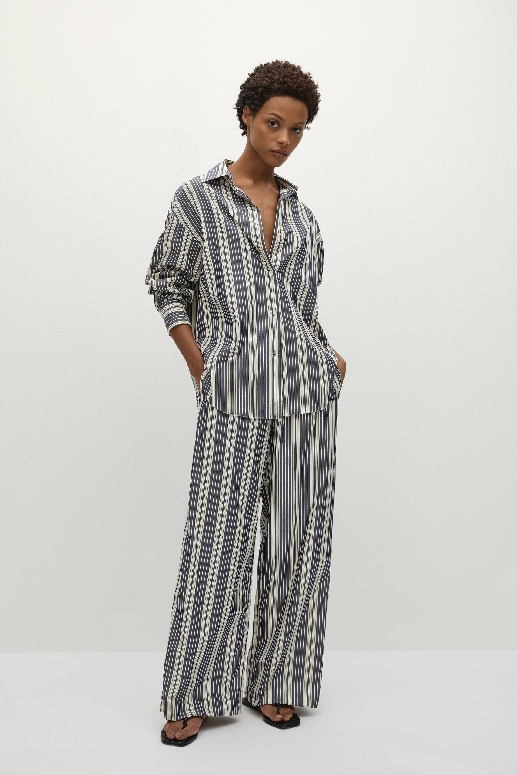 Faithfull The Brand Rena Pant Antique Navy Stripe - Image 1