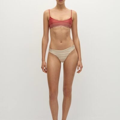 Faithfull The Brand Orla Bikini Top Accordion Stripe Amber Fawn - Image 1