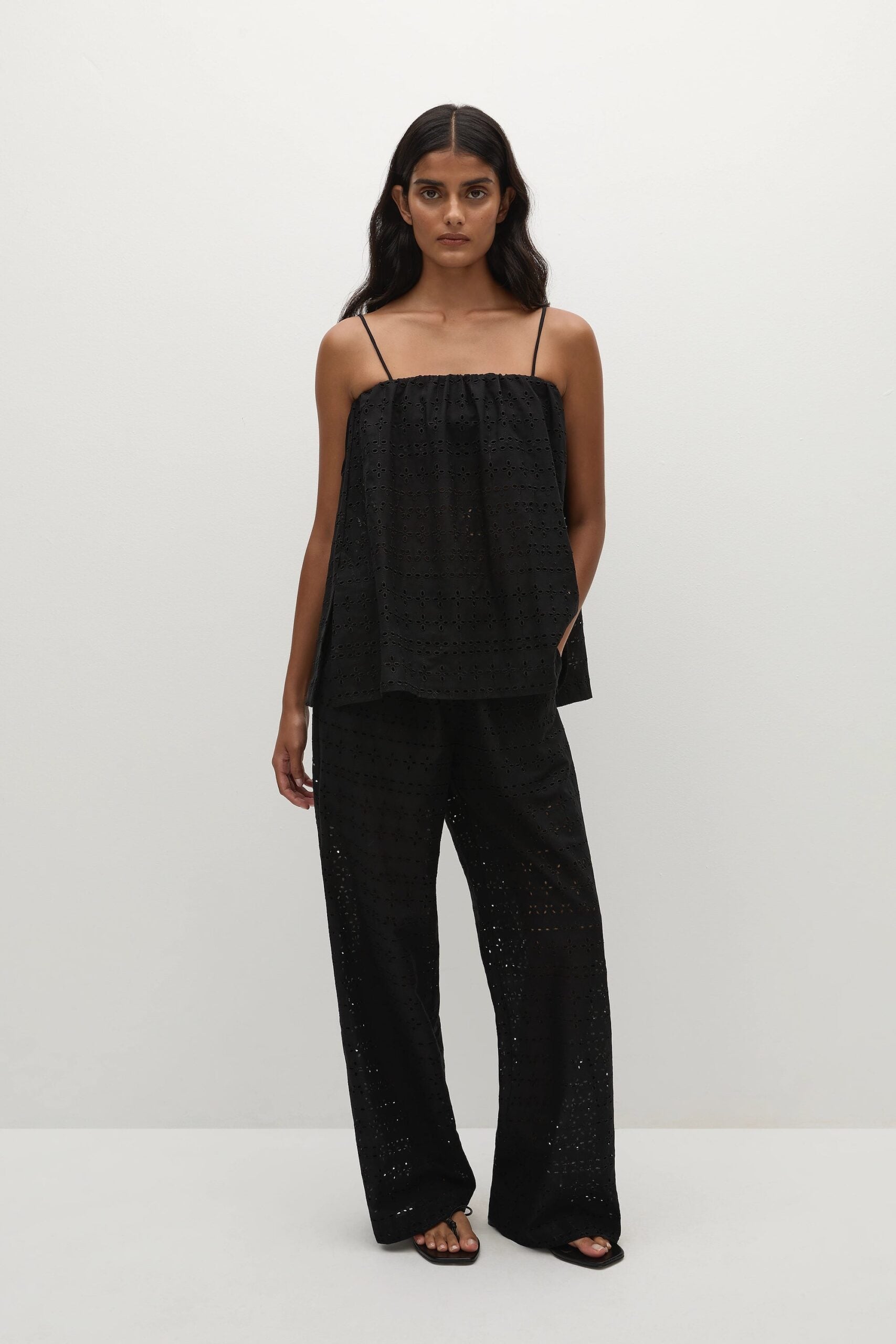 Faithfull The Brand Navia Top Agnes Broderie Anglaise Black - Image 1