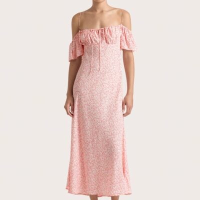 Faithfull The Brand Menton Midi Dress Calla Vermillion - Image 1