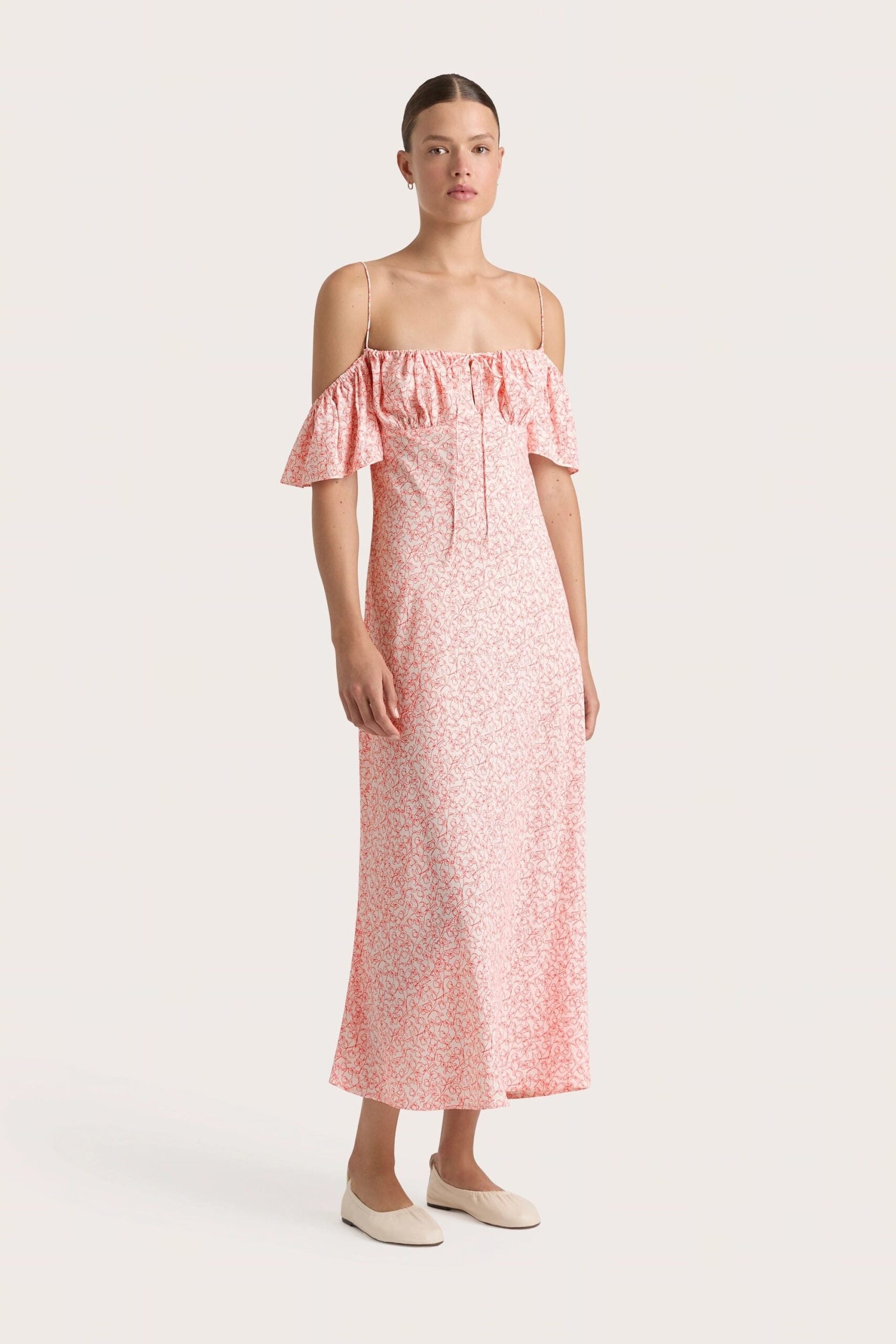 MNFTB191026063544280_3 Faithfull The Brand Menton Midi Dress Calla Vermillion - Image 3