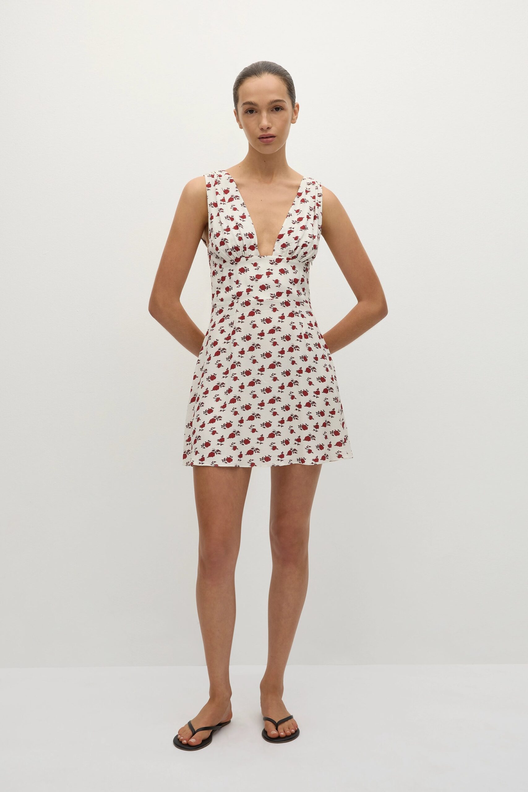 Faithfull The Brand Mela Mini Dress Hazy Rose Deep Red - Image 1