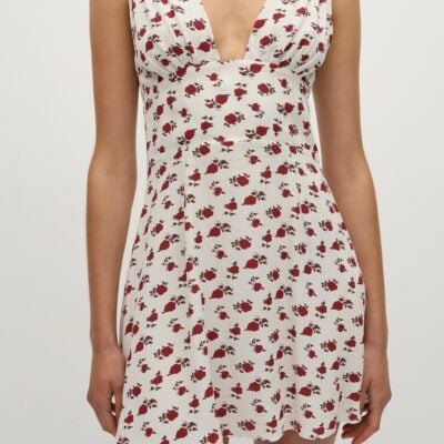 Faithfull The Brand Mela Mini Dress Hazy Rose Deep Red - Image 2