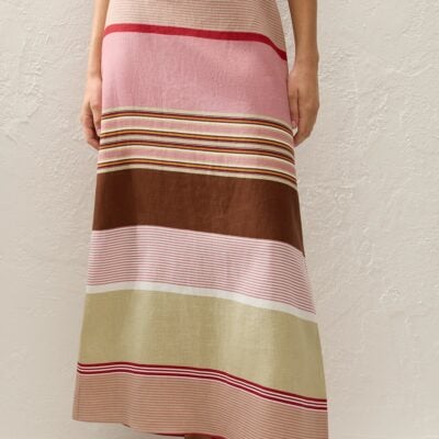 Faithfull The Brand Martina Maxi Skirt Barragan Stripe Dusty Mauve - Image 2