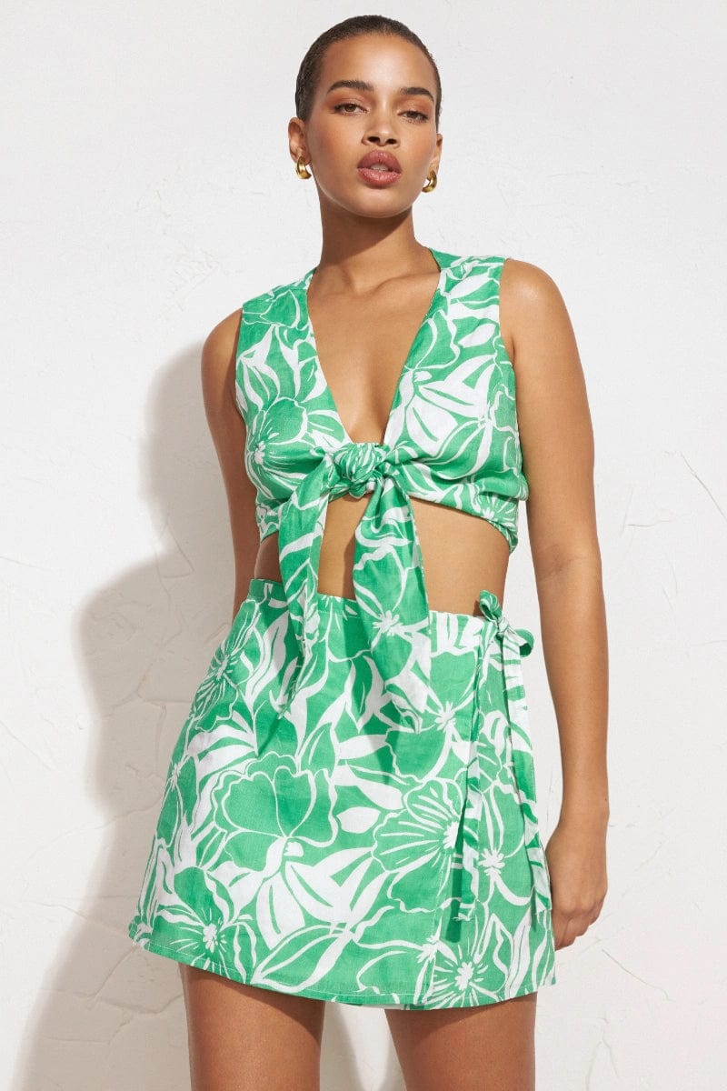 MNFTB191026063544288_3 Faithfull The Brand Marsala Wrap Skirt El Marsa Floral Print Green - Image 3