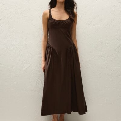 Faithfull The Brand Marcella Midi Dress Espresso - Image 1