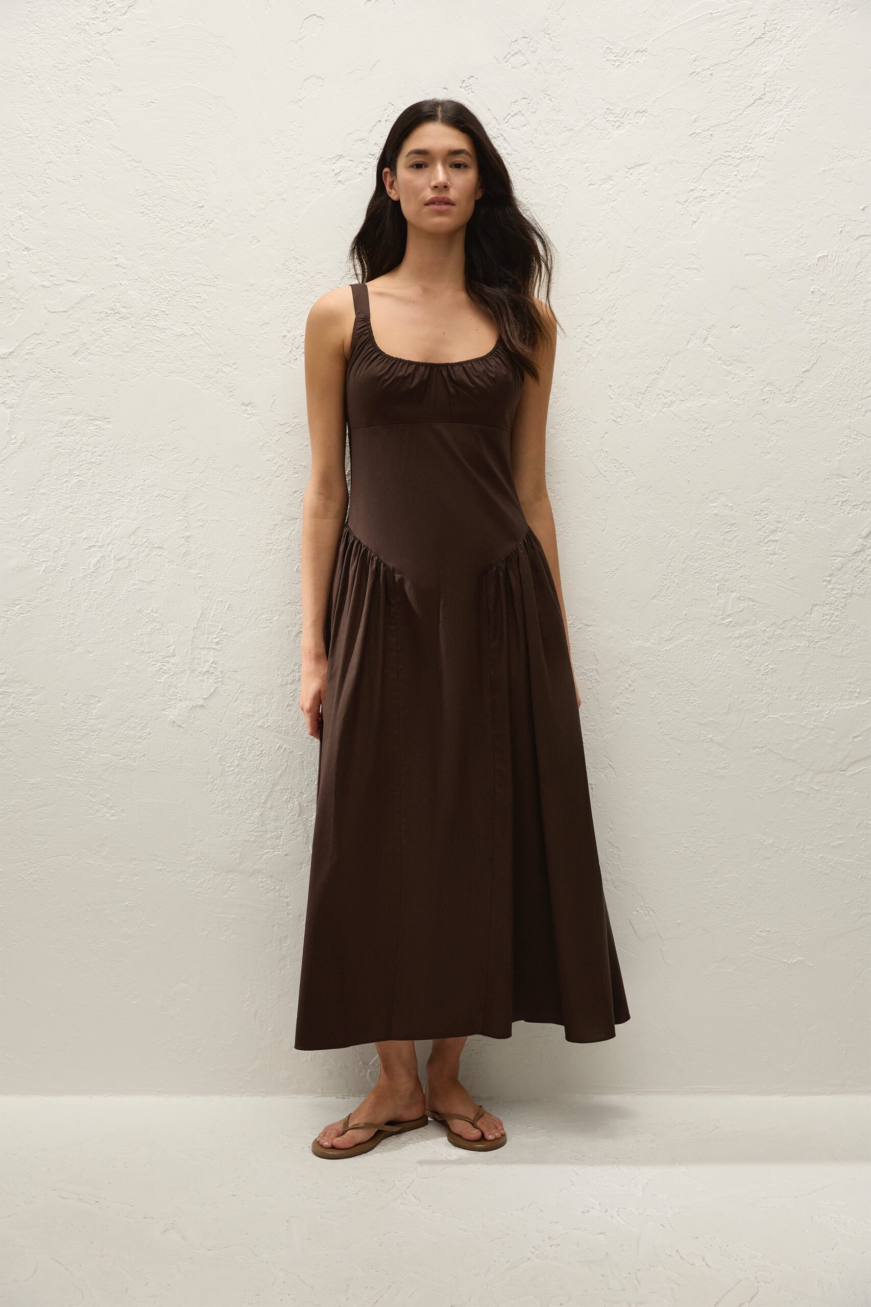Faithfull The Brand Marcella Midi Dress Espresso - Image 1