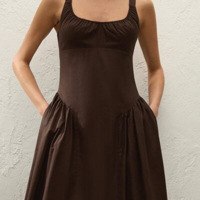 Faithfull The Brand Marcella Midi Dress Espresso - Image 2