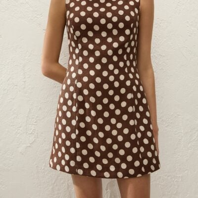 Faithfull The Brand Lydie Mini Dress Cioccolato Dot - Image 2