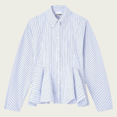 GANNI Stripe Peplum Shirt - Image 1