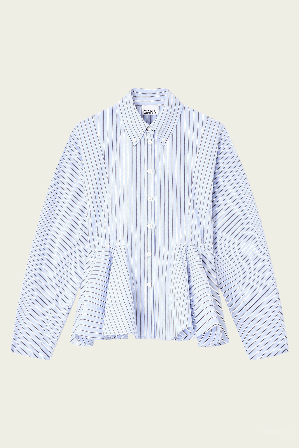 GANNI Stripe Peplum Shirt - Image 1