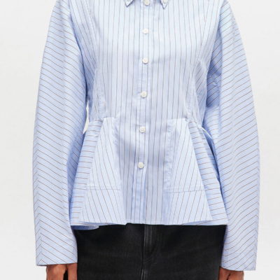 GANNI Stripe Peplum Shirt - Image 2