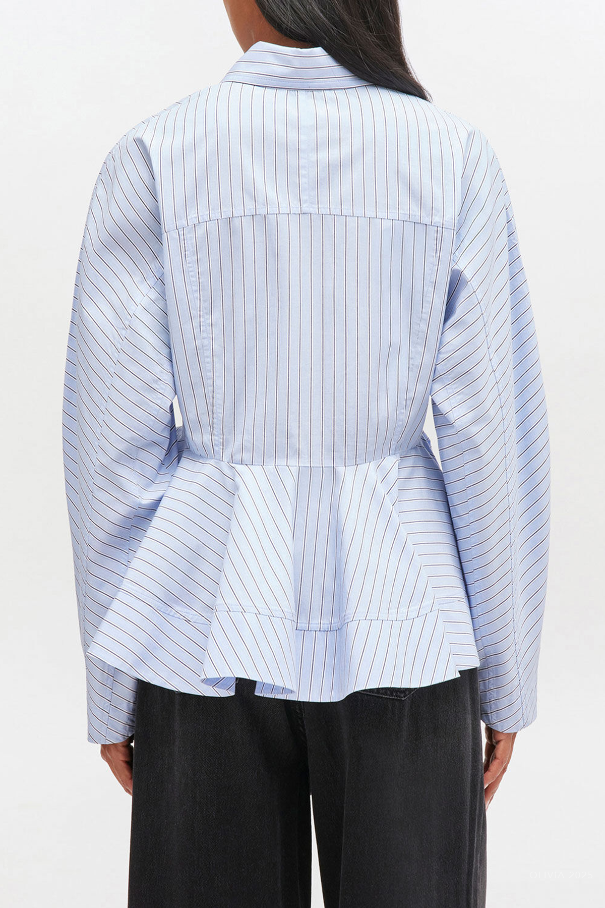 GANNI Stripe Peplum Shirt - Image 3