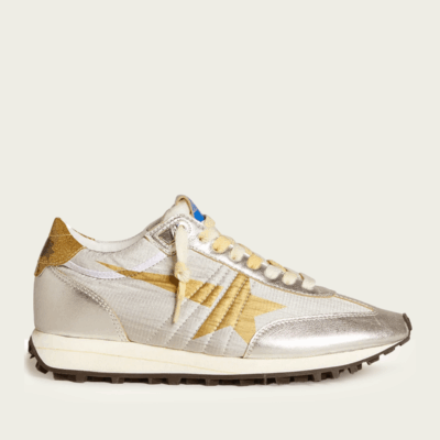 Golden Goose Running Marathon Silver Nylon and Leather Sneaker - Image 1
