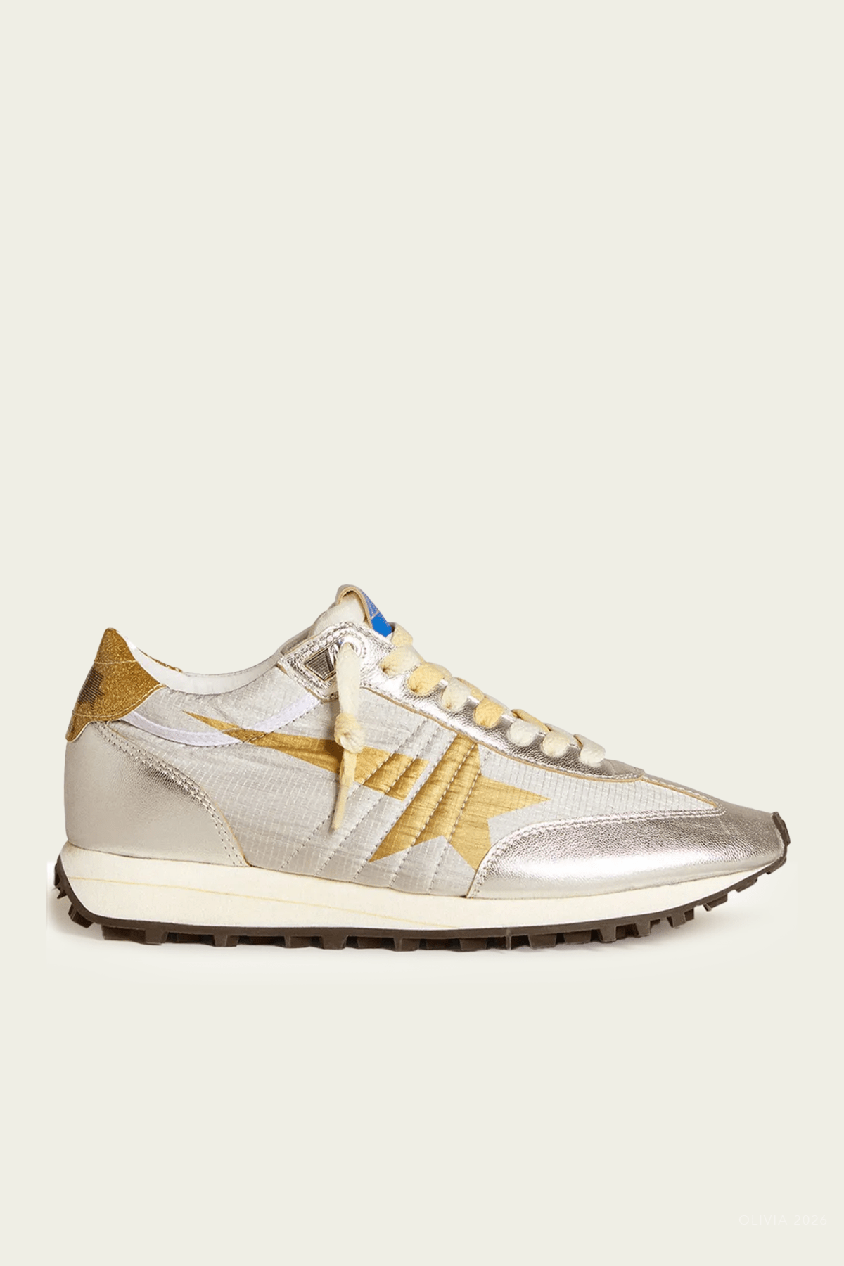 Golden Goose Running Marathon Silver Nylon and Leather Sneaker - Image 1