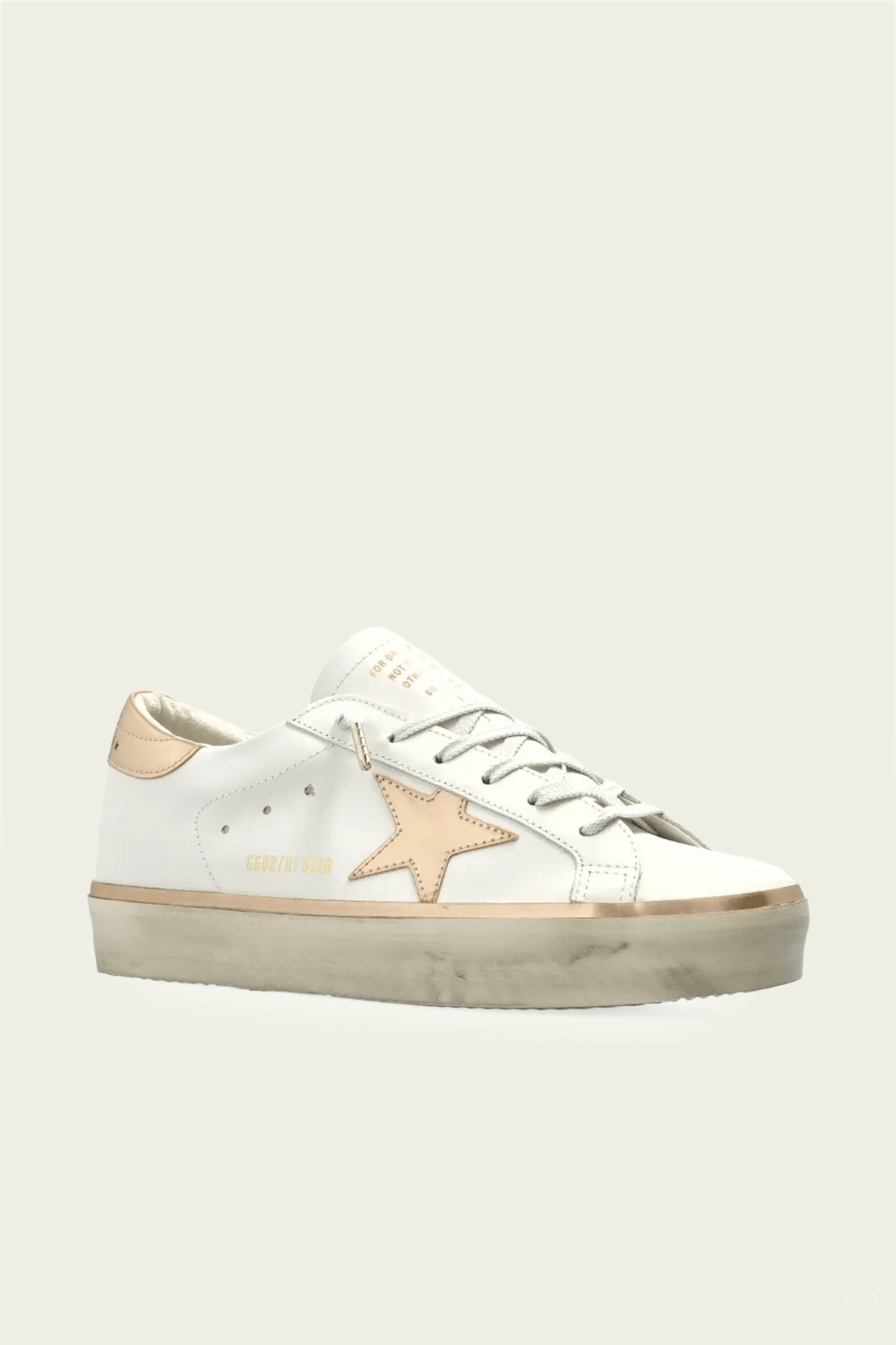 Golden Goose Hi-Star White Gold Leather Sneaker - Image 2