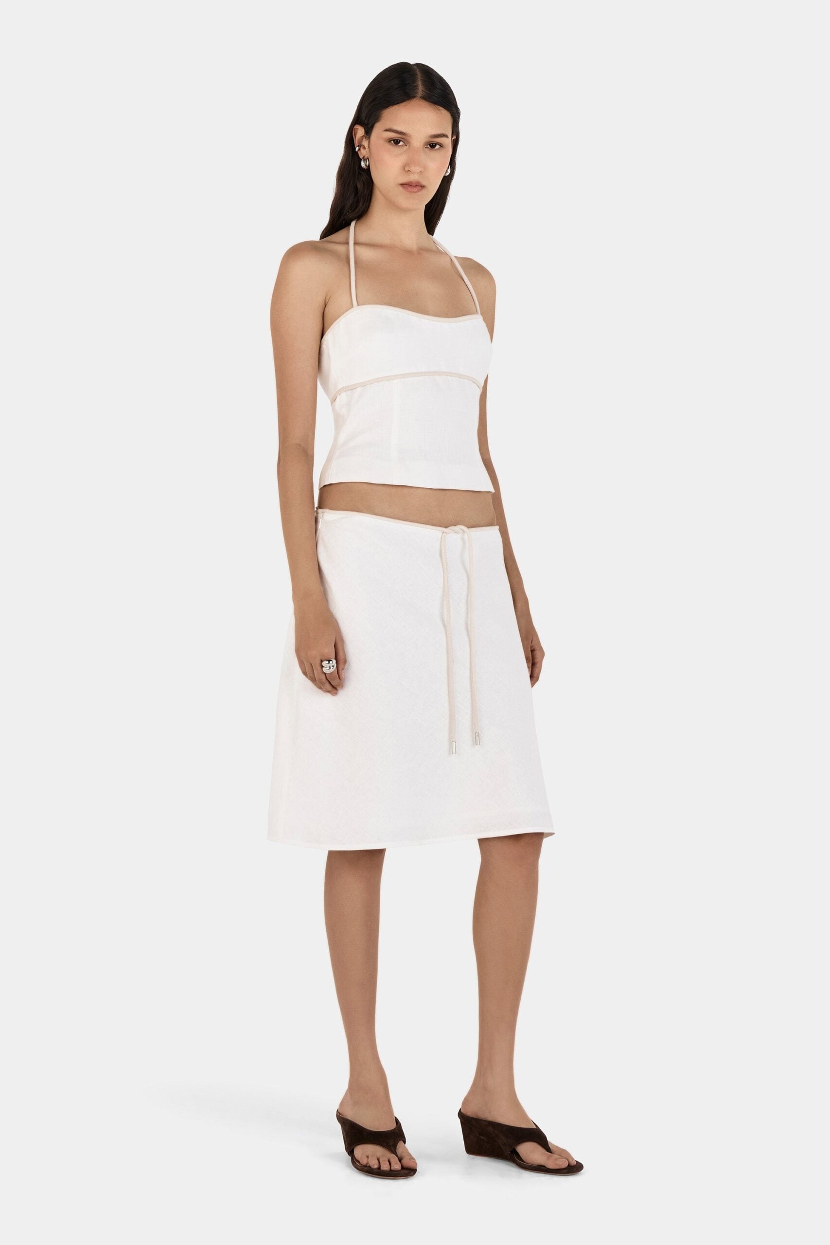 Hansen & Gretel Teisha Midi Skirt Ivory - Image 3