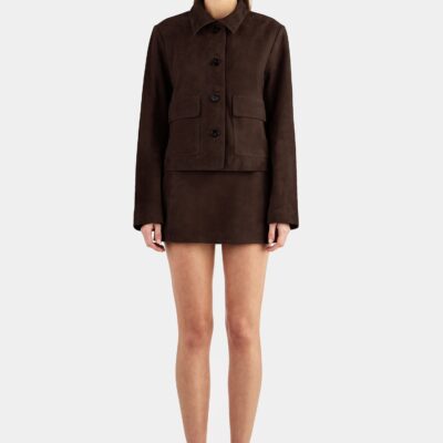 Hansen & Gretel Tatum Mini Leather Skirt Chocolate - Image 1