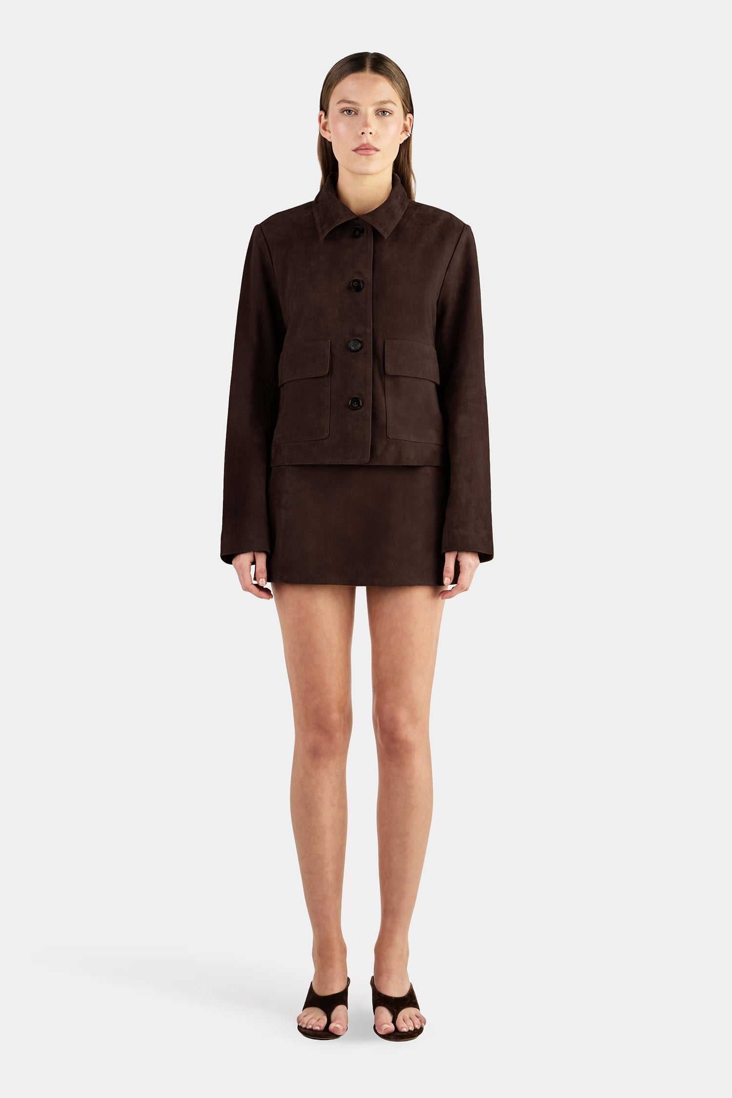 Hansen & Gretel Tatum Mini Leather Skirt Chocolate - Image 1