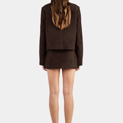 Hansen & Gretel Tatum Mini Leather Skirt Chocolate - Image 2