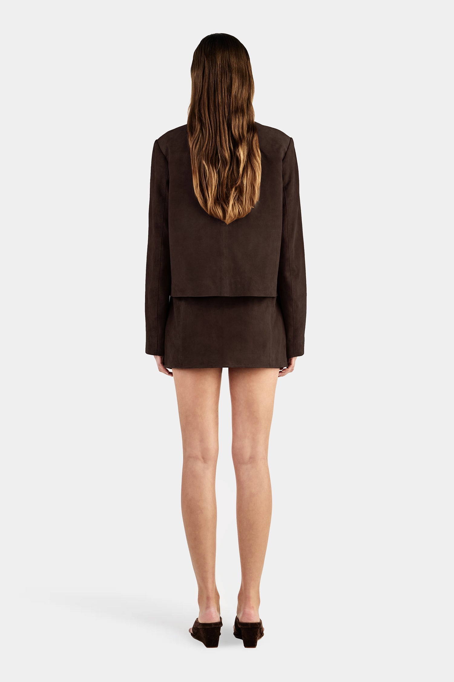 Hansen & Gretel Tatum Mini Leather Skirt Chocolate - Image 2