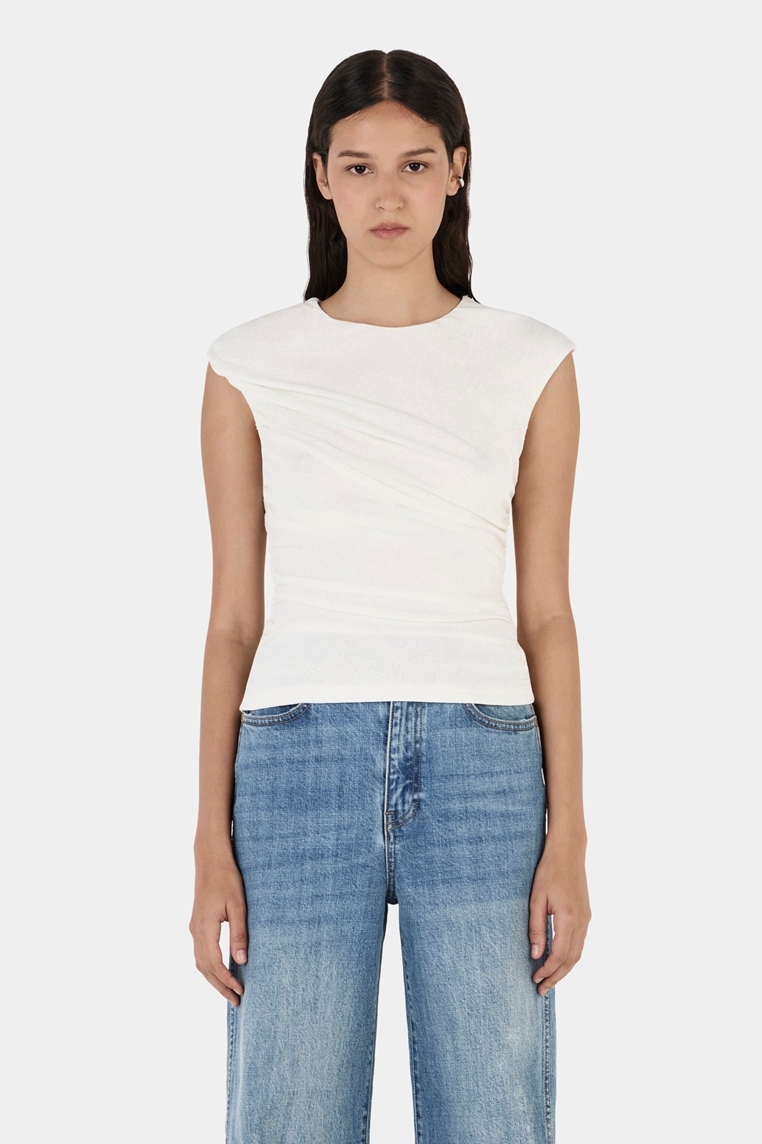 Hansen & Gretel Sago Draped Top Ivory - Image 1