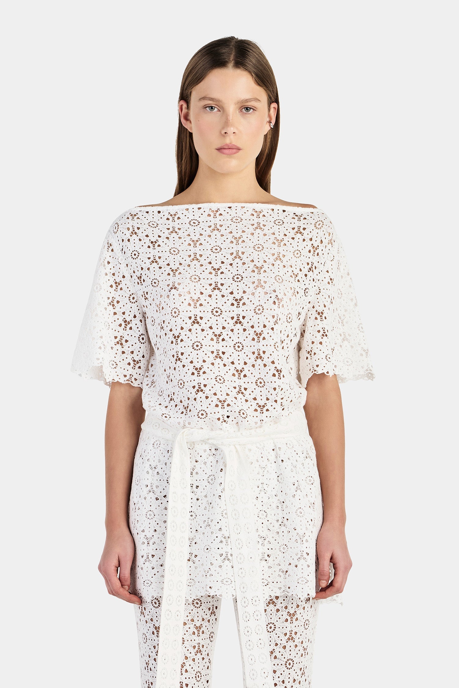 Hansen & Gretel Marla Lace Tunic Top Ivory - Image 1