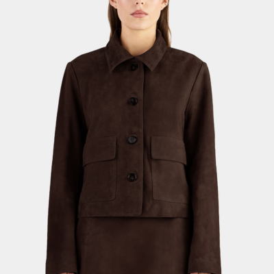 Hansen & Gretel Logan Suede Coat Chocolate - Image 1