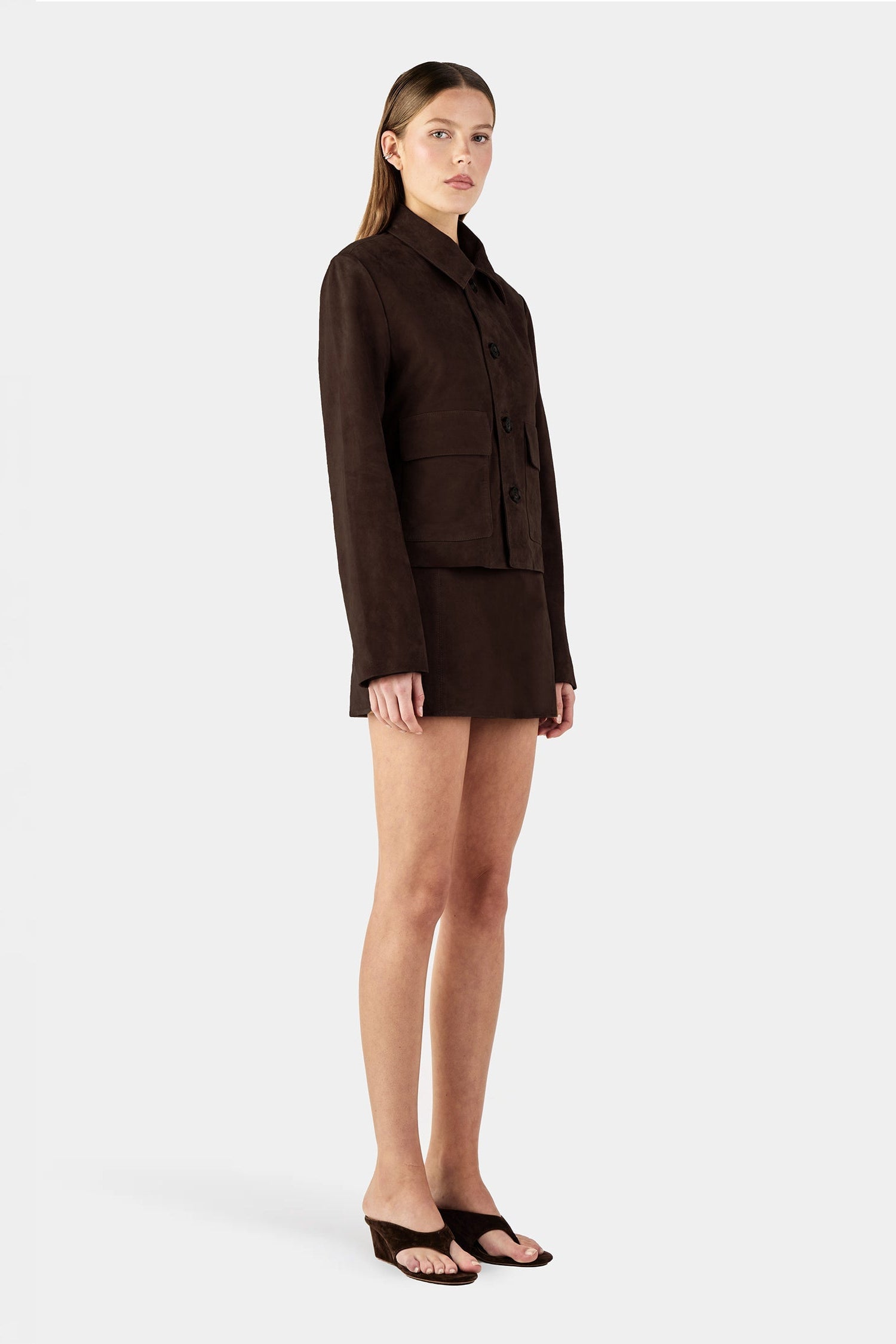MNHAG051026015908030_3 Hansen & Gretel Logan Suede Coat Chocolate - Image 3