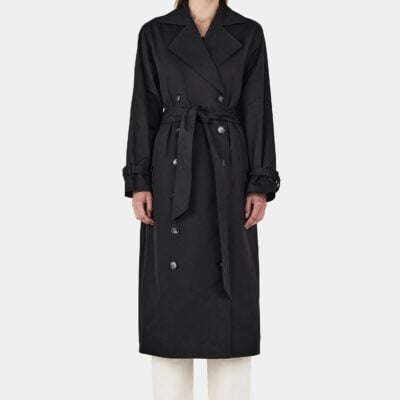 Hansen & Gretel Teddy Trench Coat Black - Image 1