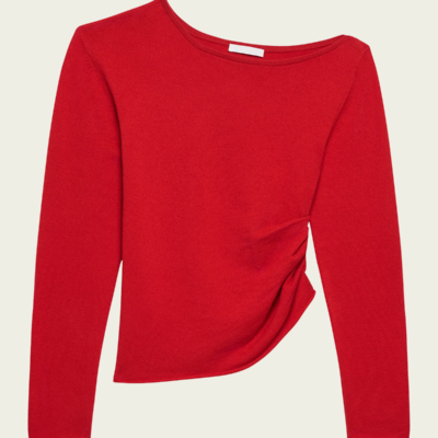 Helmut Lang Draped Asymmetrical Wool Top - Image 1