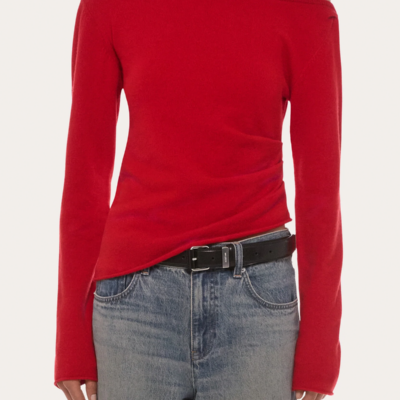 Helmut Lang Draped Asymmetrical Wool Top - Image 2