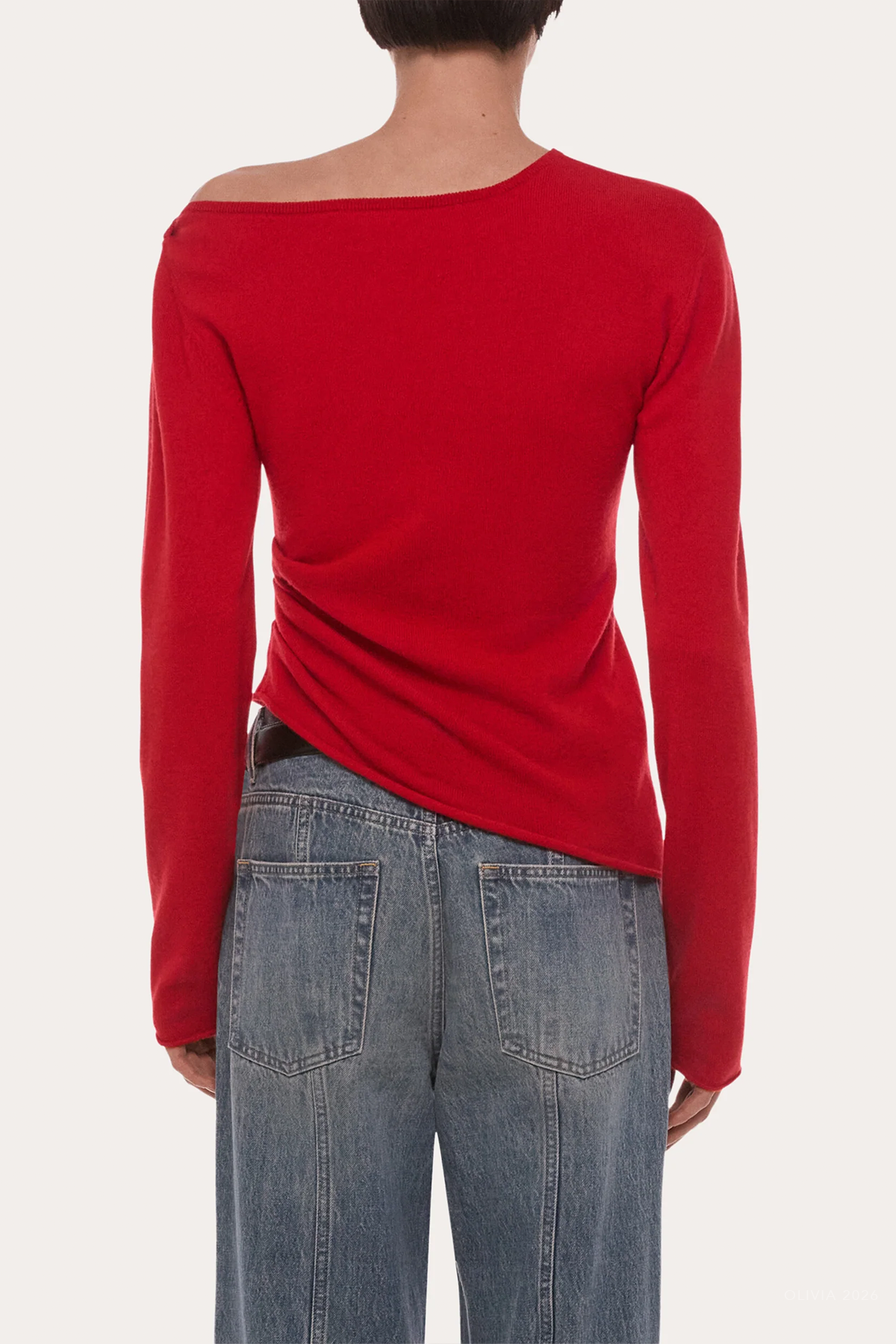Helmut Lang Draped Asymmetrical Wool Top - Image 3