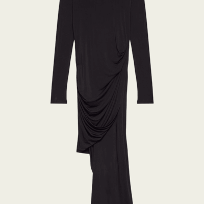 Helmut Lang Long-Sleeve Twisted Drape Dress - Image 1