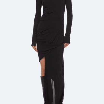 Helmut Lang Long-Sleeve Twisted Drape Dress - Image 2
