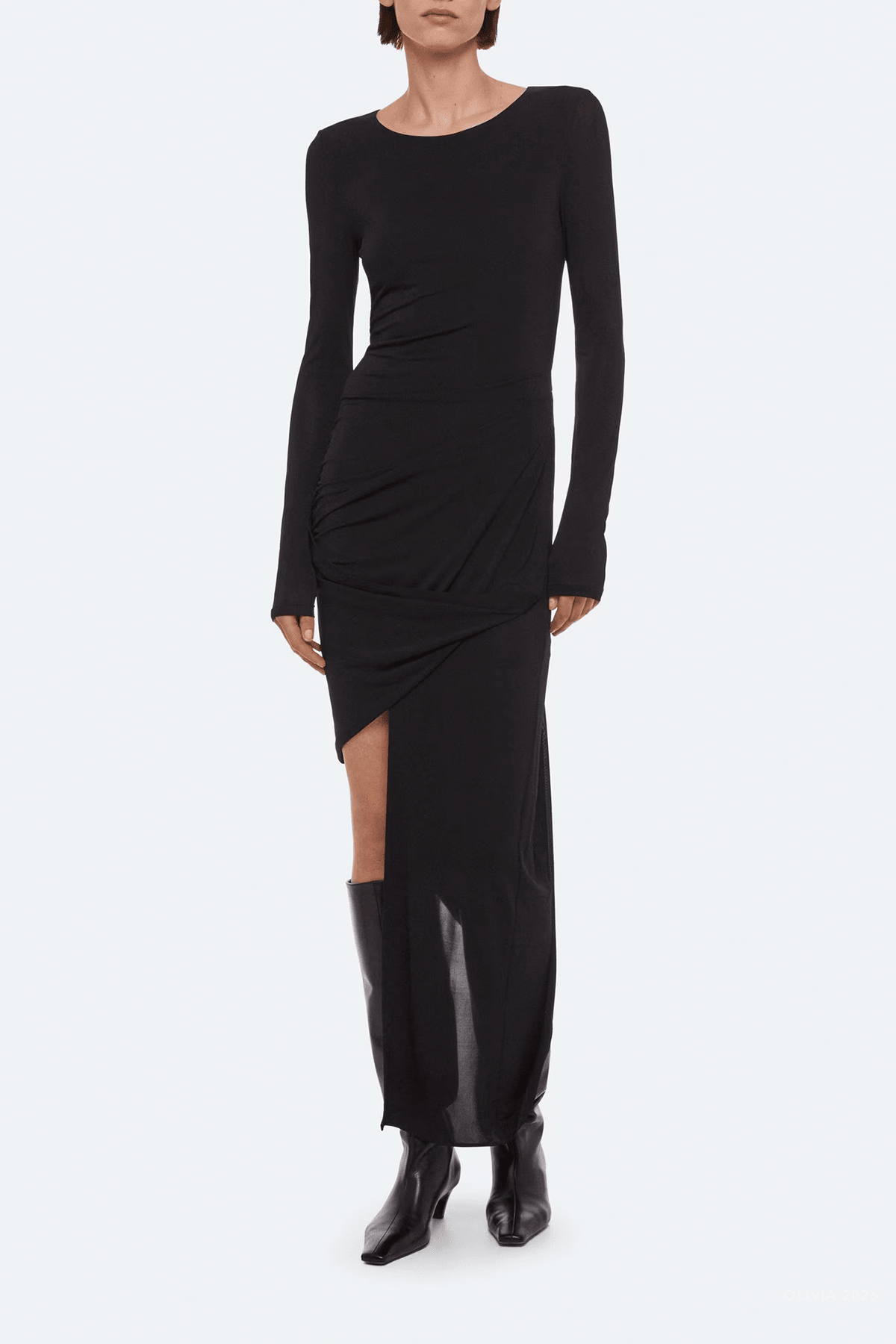 MNHELM041026050703394_2 Helmut Lang Long-Sleeve Twisted Drape Dress - Image 2